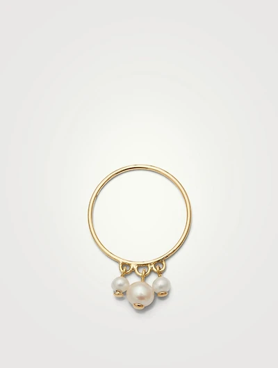 14K Gold Pearl Triplet Ring