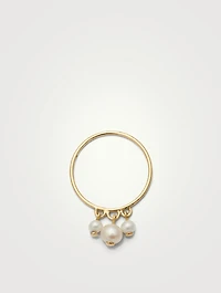 14K Gold Pearl Triplet Ring
