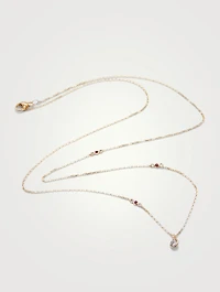 18K Gold Dot Necklace With Diamond And Ruby