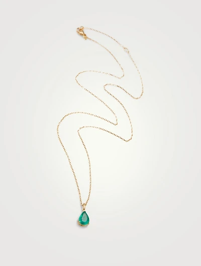 18K Gold Emerald Dewdrop Necklace