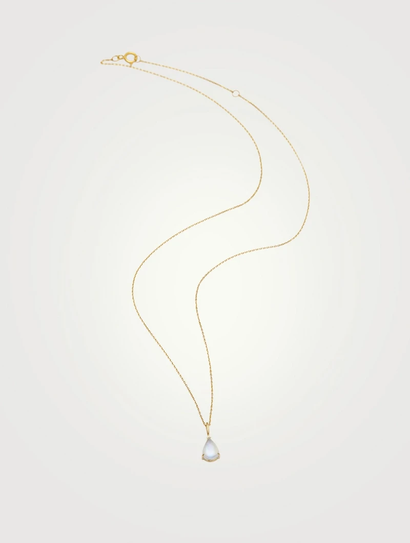 18K Gold Necklace With Rainbow Moonstone
