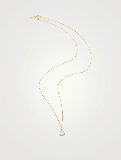 18K Gold Necklace With Rainbow Moonstone