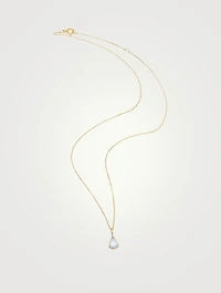 18K Gold Necklace With Rainbow Moonstone