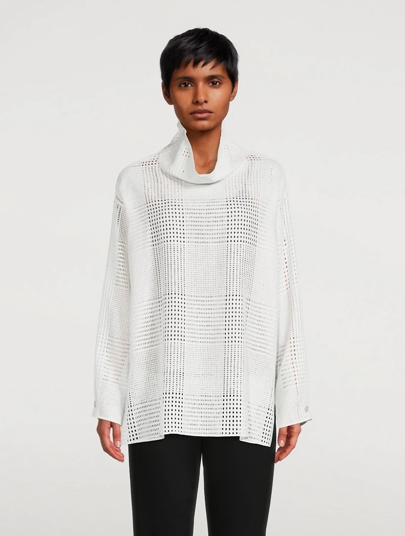 Wool Ajouré Tunic Blouse