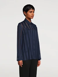 Cotton Voile Tunic Blouse Striped Print