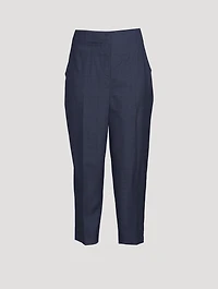 Silk High-Waisted Pants Plaid Print