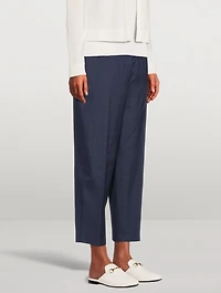 Silk High-Waisted Pants Plaid Print