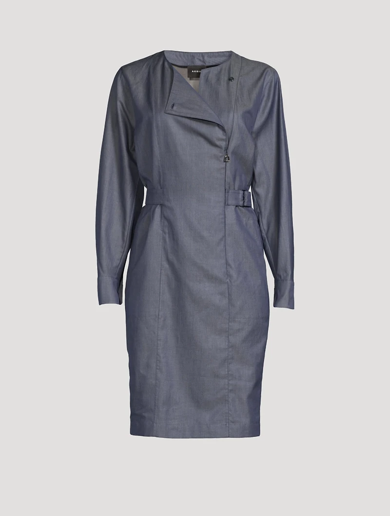 Sea Island Cotton Denim Wrap Dress