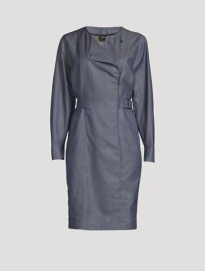 Sea Island Cotton Denim Wrap Dress