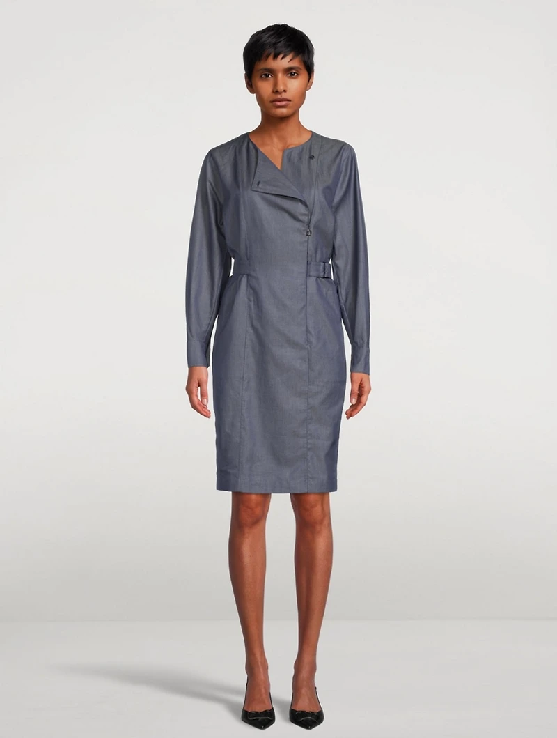 Sea Island Cotton Denim Wrap Dress