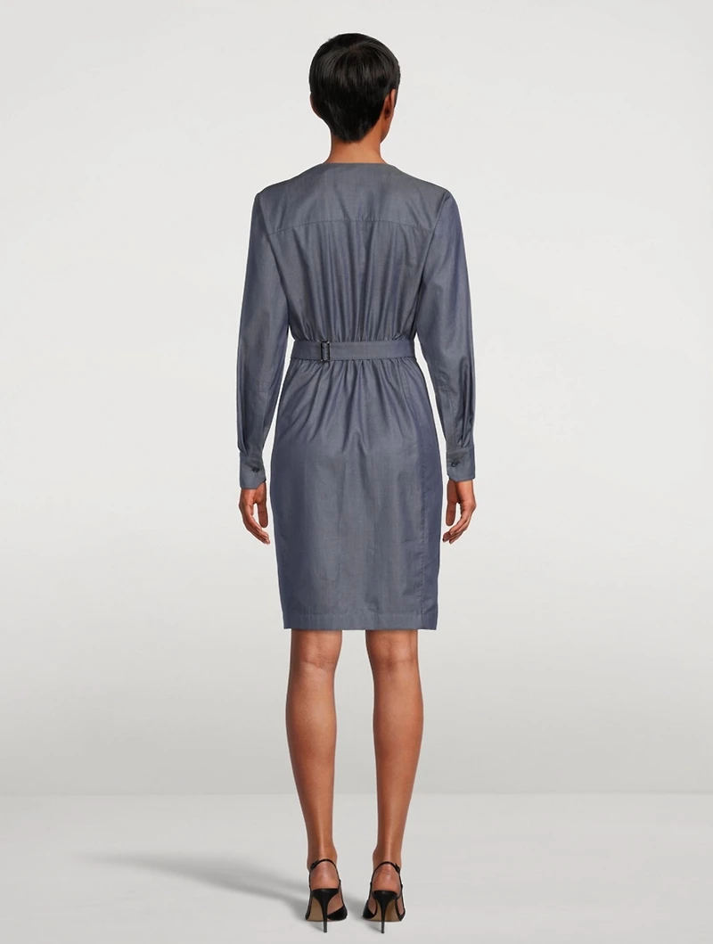 Sea Island Cotton Denim Wrap Dress