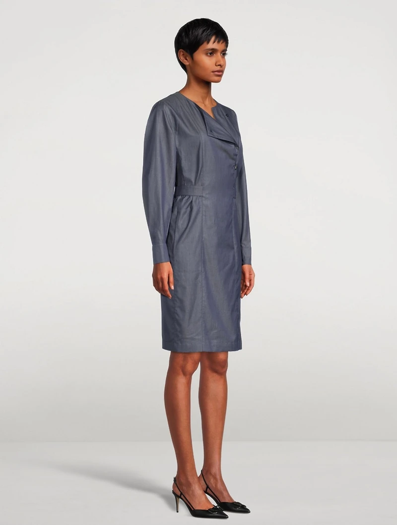 Sea Island Cotton Denim Wrap Dress