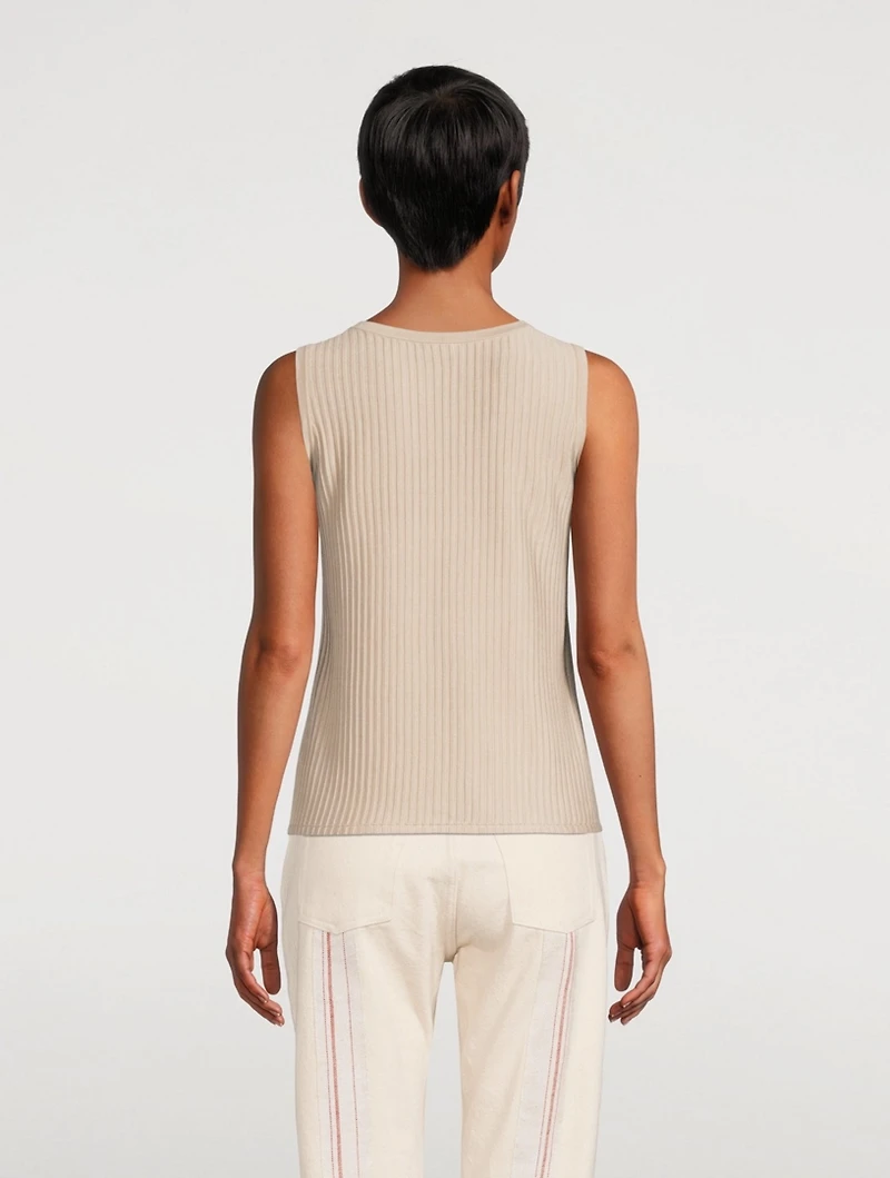Silk Cotton Structured Lines Knit Tank Top