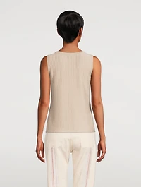 Silk Cotton Structured Lines Knit Tank Top