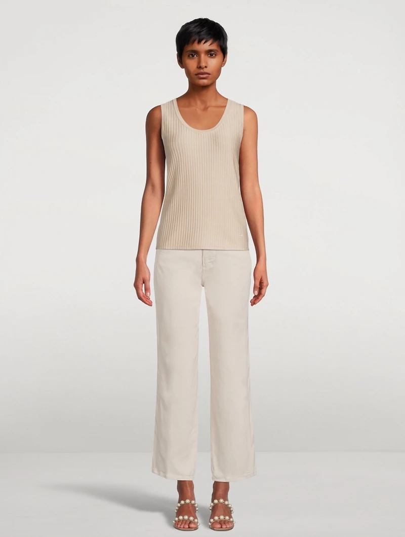 Silk Cotton Structured Lines Knit Tank Top