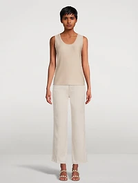 Silk Cotton Structured Lines Knit Tank Top