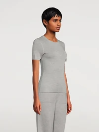 Cashmere and Silk Short-Sleeve Sweater