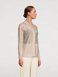 Silk Cotton Structured Lines Knit Hoodie