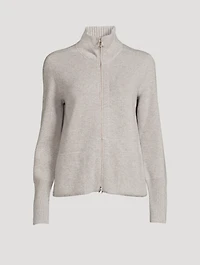 Cashmere Piqué Zip Cardigan