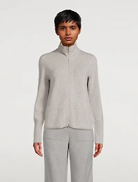 Cashmere Piqué Zip Cardigan
