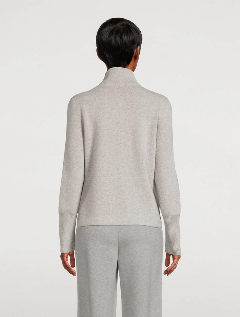 Cashmere Piqué Zip Cardigan