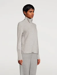 Cashmere Piqué Zip Cardigan