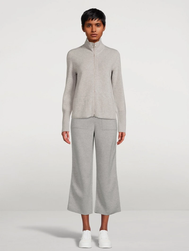Cashmere Piqué Zip Cardigan