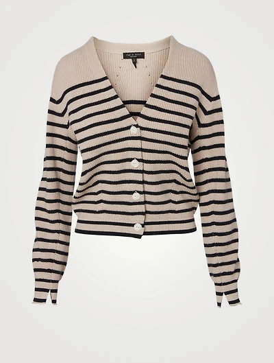 Ann Cotton And Cashmere Cardigan Striped Print