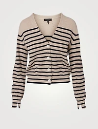 Ann Cotton And Cashmere Cardigan Striped Print