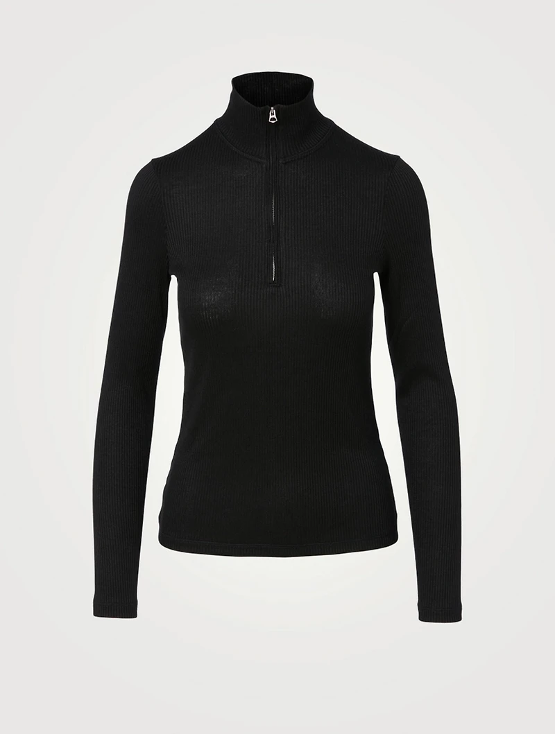 Rib Knit Half-Zip Top