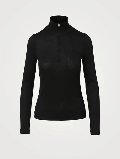 Rib Knit Half-Zip Top