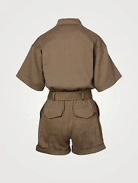 Arie Linen-Blend Short-Sleeve Jumpsuit