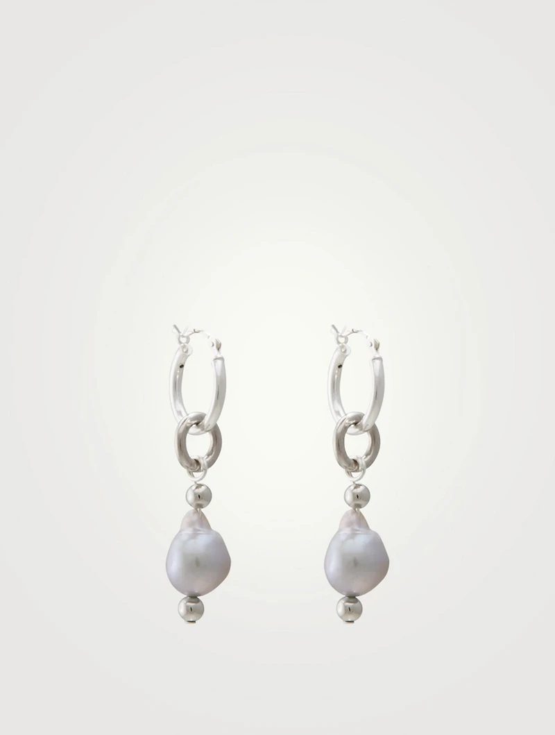 Breaker Petite Hoop Earrings With Pearls