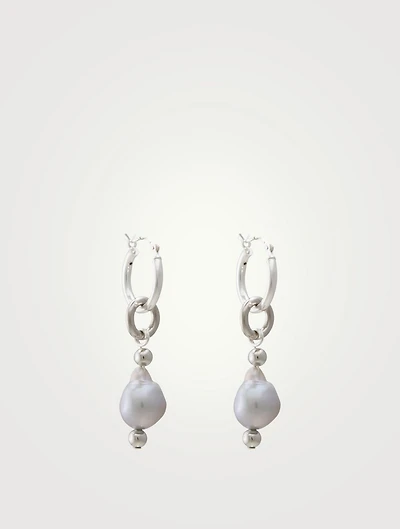 Breaker Petite Hoop Earrings With Pearls