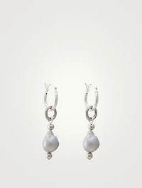 Breaker Petite Hoop Earrings With Pearls