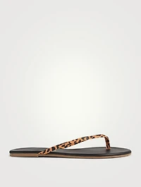 Lily Studio Exotics Leather Thong Sandals Cheetah Print