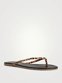 Lily Studio Exotics Leather Thong Sandals Cheetah Print