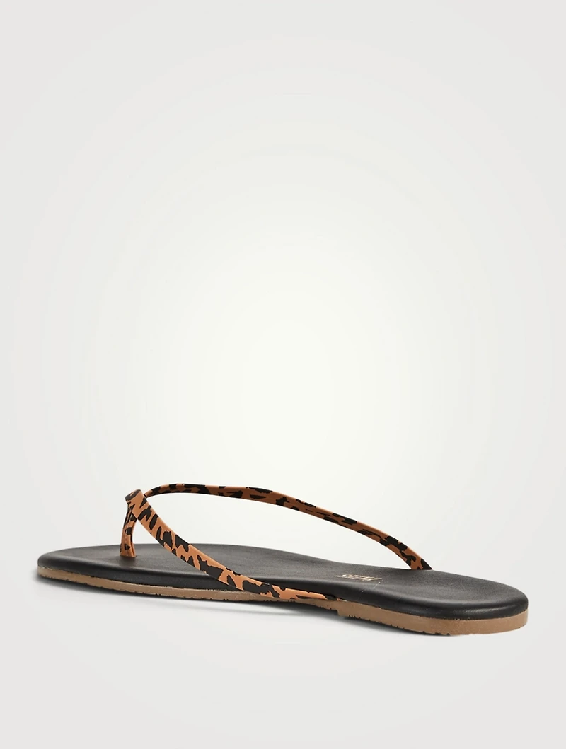Lily Studio Exotics Leather Thong Sandals Cheetah Print