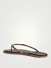 Lily Studio Exotics Leather Thong Sandals Cheetah Print