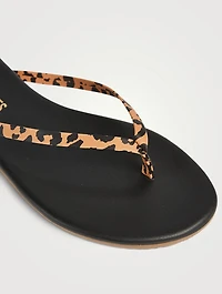 Lily Studio Exotics Leather Thong Sandals Cheetah Print