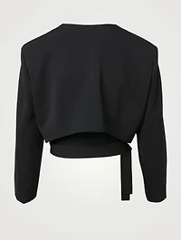 Wool-Blend Waist-Tie Blazer