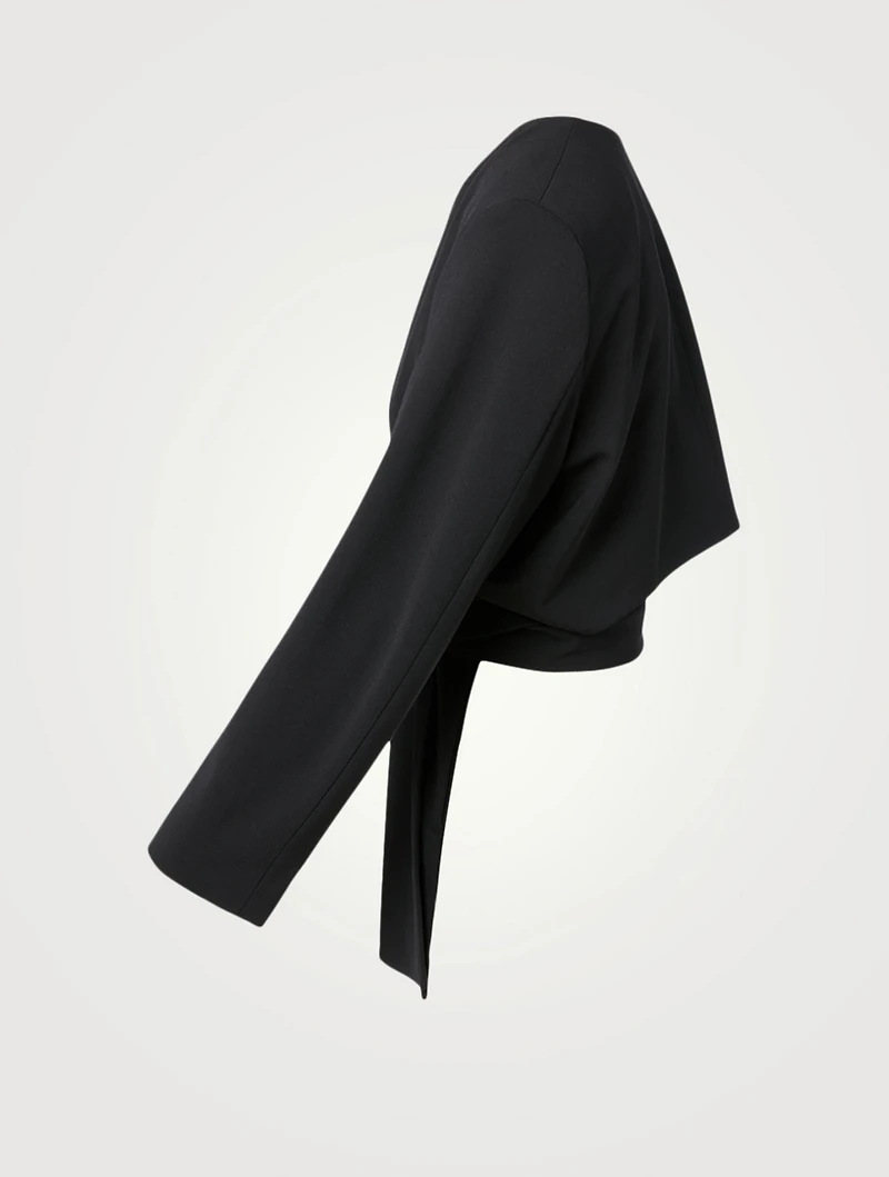 Wool-Blend Waist-Tie Blazer