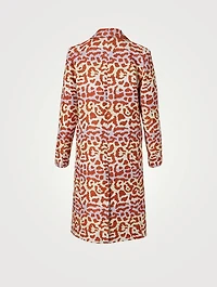 Peaked Lapel Overcoat Leopard Print