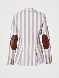 Equestrian Striped Blazer With Leather Detail