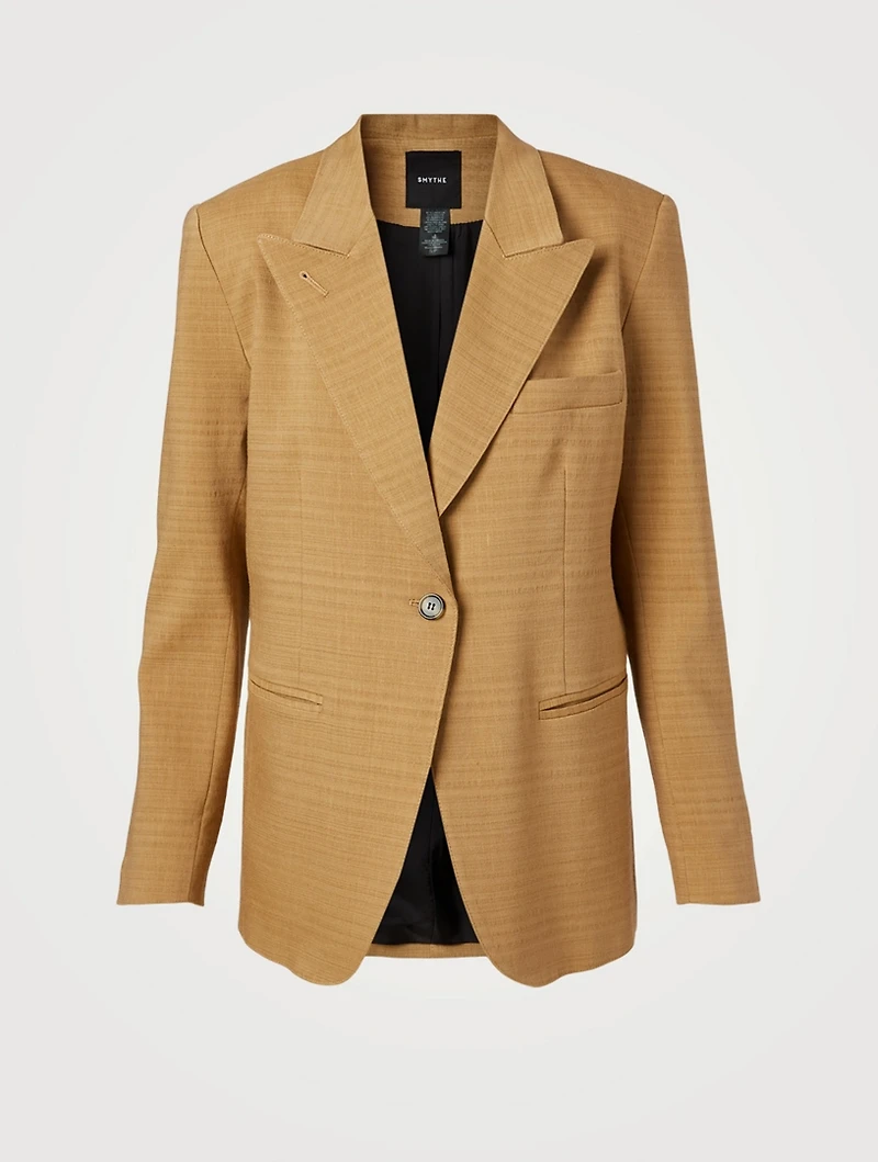 90's Linen-Blend Oversized Blazer