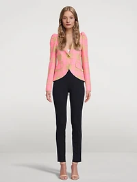 Pouf-Sleeve Blazer Check Print