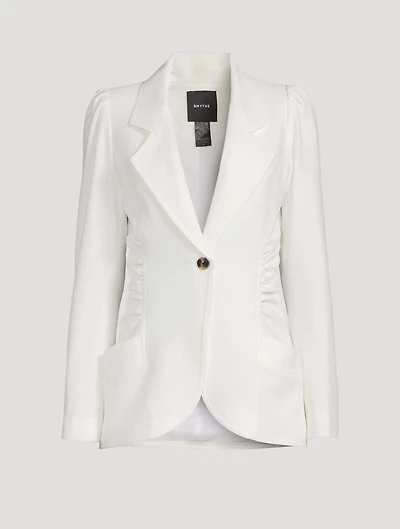 Seersucker Ruched Blazer