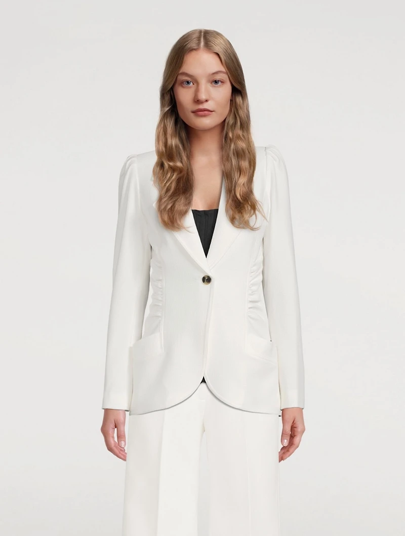 Seersucker Ruched Blazer