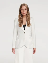 Seersucker Ruched Blazer