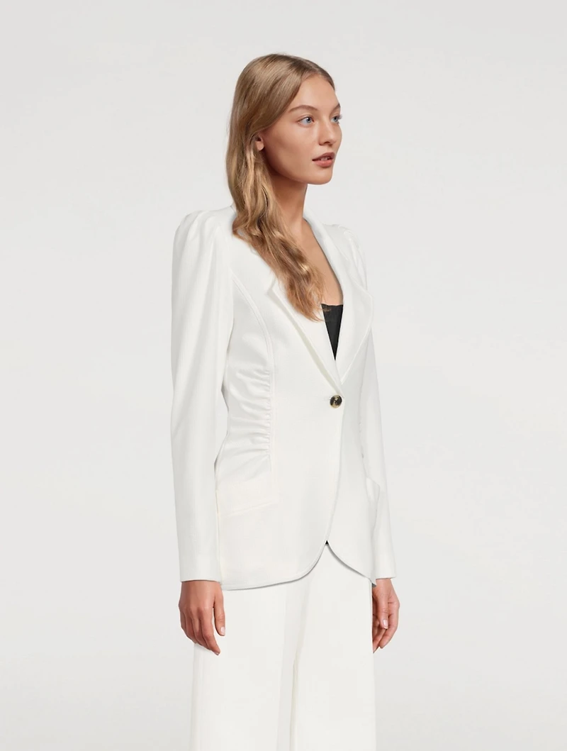 Seersucker Ruched Blazer